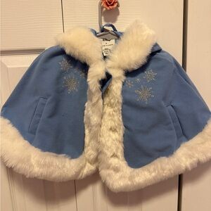 Janie and Jack x Disney blue  and White Kids Cape with Snowflake Design